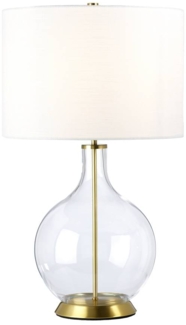 Elstead Lighting ORB-CLEAR-AB-WHT Tischleuchte Orb E27 60W Glas, Stahl, Kunstleinen, Altmessing H:67cm Ø36cm