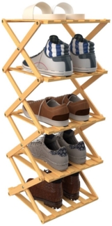JEOBEST Schuhregal Faltbares Schuhregal aus Bambus Organizer Platzsparend, Regal für Deko, (4/5/6/7 Ebenen) Schuhregal schmal, Küchenregal, 25x25cm