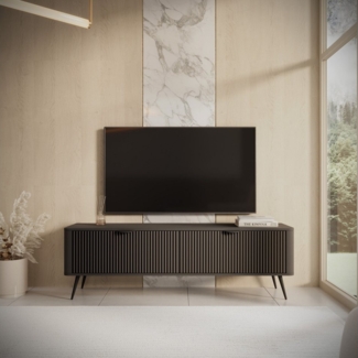 Furnix TV-Schrank Katine 163 cm Lowboard mit zwei Schränken Metallfüße in 2 Farben dekorativ & funktional