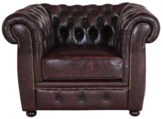 Einsitzer-Sofa Chesterfield Liverpool aus echtem Rindsleder New Red