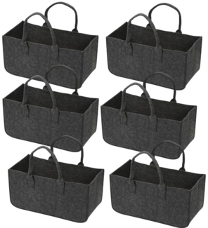 Clanmacy Allzweckkorb 6 Stück Holzkorb Filztasche Tasche aus Filz Dunkelgrau 50 x 25 x 25 cm