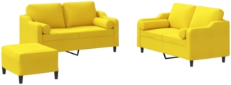 vidaXL 3-tlg. Sofagarnitur mit Kissen Hellgelb Stoff 3201831
