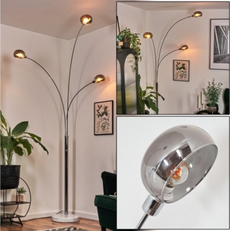 hofstein Stehlampe Stehlampe aus Metall in Weiß/Chrom/Rauch im Retro/Vintage-Design, verstellbare Stehleuchte mit Marmorfuß und Schalter am Gehäuse, E14