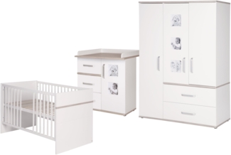 roba Kindermöbelset 'Moritz' - 3-teilig - Kinderbett 70 x 140 cm - Wickelkommode - Schrank - Weiß