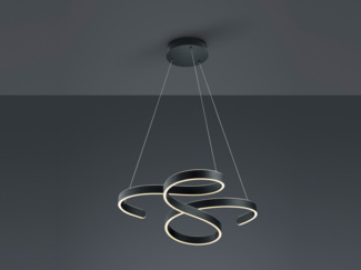 LED Pendelleuchte FRANCIS Anthrazit Stufen Dimmer geschwungen, Breite 72cm