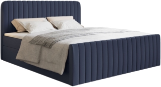 Selsey 'Saliano' Boxspringbett mit Bettkasten, Topper und Chenille-Bezug, Marineblau, 200x200 cm