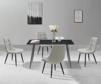 Home affaire Essgruppe Arhus Esstisch Stühle Esszimmer Set, (Set, 5-tlg), mit Glasplatte in Holzoptik, weicher Samtvelours Bezug