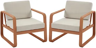 Vente-unique - LOMIA Gartensitzgruppe Metall Kupferfarben - B 81,5 cm x H 81,5 cm x L 73 cm