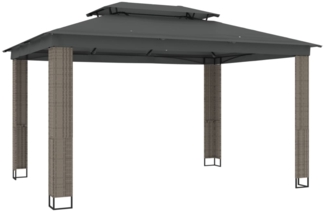 vidaXL Pavillon mit Doppeldach Anthrazit 3,94x2,96 m Stahl 368447