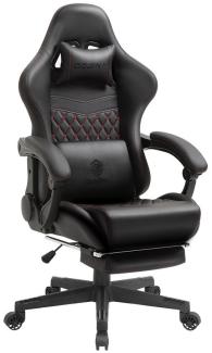 Dowinx Gaming-Stuhl Ergonomisches Design mit Massage Lendenwirbelstütze und Fußstütze, Rennsport-Stil PU-Leder hohen Rücken verstellbare Drehstuhl, Schwarz