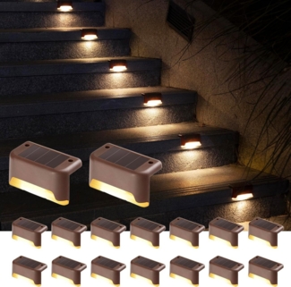 GIGALUMI LED Solarleuchte Solarlampen 16er Set LED Außenleuchten für Garten & Treppen, LED, Warmweiß, Automatisches Licht bei Dämmerung, wetterfest, einfache Montage