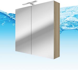 Spiegelschrank Badspiegel Badezimmer Spiegel City 80cm braun Eiche ohne LED Beleuchtung