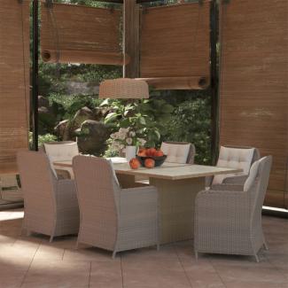 vidaXL 7-tlg. Garten-Essgruppe Poly Rattan Braun 3059467