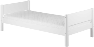 Einzelbett White , Echtholz, Holzwerkstoff , Weiß , 101 x 67 x 210 cm