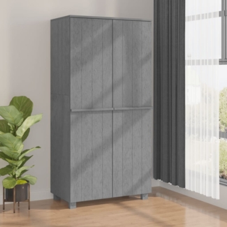 Kleiderschrank, Massivholz Kiefer, dunkelgrau, 89 x 50 x 180 cm