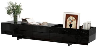 FUFU&GAGA Lowboard mit 5 Schubladen, Schwarzer TV-Ständer mit Marmormuster