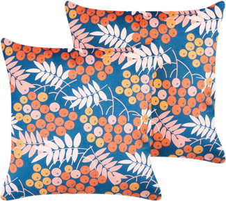 Kissen 2er Set Pflanzenmuster SUMAC Samtstoff 45 x 45 cm Bunt