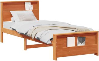 vidaXL Bettrahmen mit Kopfteil Wachsbraun 75 x 190 cm Holzwerkstoff 877253