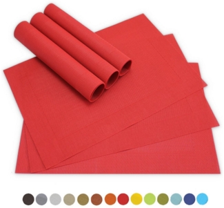 matches21 HOME & HOBBY Platzset Tischsets BORDA 6er Set Rot als Tischuntersetzer, (6-St), Abwaschbare Platzsets als Tischunterlagen für Ess-Tisch Tisch-Deko