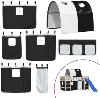 vidaXL Vorhänge für Hochbett mit Tunnel Weiß und Schwarz Polyester 835916