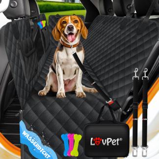 LovPet® 2in1 Hundedecke für Auto Rückbank & Kofferraum mit Seitenschutz und Sichtfenster Kofferraumschutz - Wasserabweisende Hunde Autoschondecke Universal Autoschutzdecke Autodecke Rücksitz Schwarz