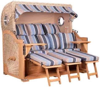Strandkorb Norderney XXL Teak Bullauge PE shell Dessin 580