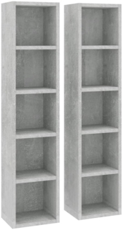 vidaXL CD-Regale 2 Stk. Betongrau 21x16x93,5 cm Holzwerkstoff 802700