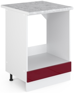 Herdumbauschrank R-Line Rot Hochglanz 60 cm , AP Marmor Vicco