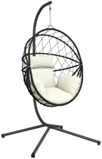 vidaXL Hängesessel Ei-Design mit Ständer Beige Rattan und Stahl 4007404