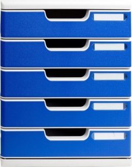 EXACOMPTA Schubladenbox Modulo A4, 5 geschlossene Schubladen, Office - Blau - 301003D, Boxen modulierbar