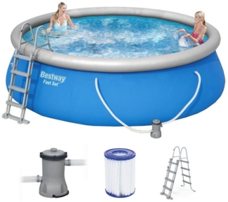 BESTWAY 57289 Fast Set Pool Set rund Filterpumpe Sicherheitsleiter 457x122cm
