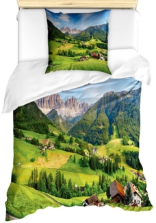 Abakuhaus Bettwäsche Milbensicher Allergiker geeignet mit Kissenbezug, Microfaser, Berg Alpen im Frühjahr