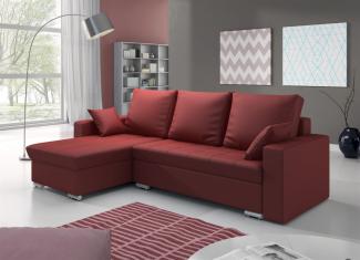 Ecksofa Sofa ADARA mit Schlaffunktion Kunstleder Rot Ottomane Links