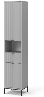 Badschrank Eliza Grau 40 x 190 cm mit Türen, und Schublade Vicco