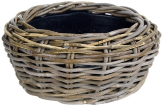 Van der Leeden Pflanzkübel Weidenkorb Pflanzkorb Grau 32cm Höhe 14 Rattan Innen Außen (1 St)