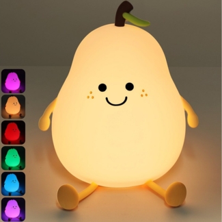 BlingBin LED Nachtlicht Silikon Kinder Nachtlampe, USB Aufladung, 7 Farben, Timer, Timer-Funktion (30/60 Min) für automatische Abschaltung, LED fest integriert, Warmweiß, 7 Farben, 3 Helligkeitsstufen + 7 Farben für flexible Beleuchtung