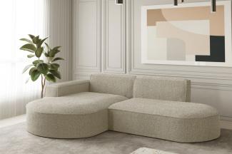 Ecksofa Designersofa PALMA XS in Stoff Ascot Champagne Ottomane Links