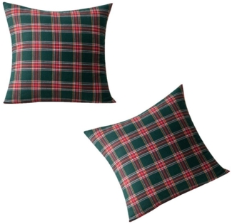 BTTO Kissenbezug Kissenbezug Weihnachten 2 er Set,Kariert Plaid Kissenhülle, Weihnachtskissenbezug Dekorative Kissenbezüge Baumwolle Polyester