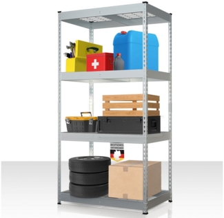 Floordirekt Schwerlastregal Yukon Rivet aus Stahl, belastbar bis zu 1400 kg, Werkzeuglose Montage, Verschiedene Größen & Farben 1-tlg, Witterungsbeständig, In- & Outdoor, höhenverstellbare Gitterböden