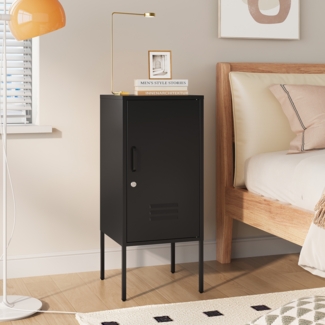 Nachtschrank Hausjärvi 82 x 35 x 35 cm Türgriff links Stahl Schwarz [en. casa]