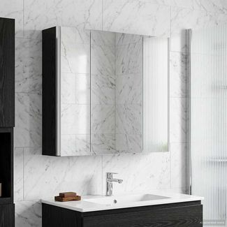 vidaXL Badezimmerspiegelschrank Schwarz Eichen-Optik 889248