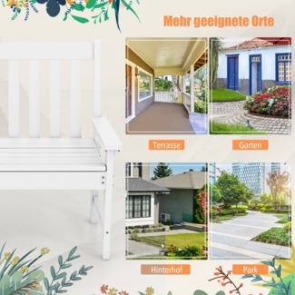 Gartenbank wetterfest Allwetter-Sitzbank aus HDPE Parkbank für 2-3 Sitzer Weiß