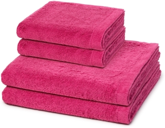 Cawö Lifestyle 4 tlg. Frottier-Set - 2 X Handtuch (50 X 100cm) und 2 X Duschtuch (70 X 140cm) - 520 g/m2 - Pink