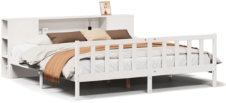 vidaXL Massivholzbett mit Regal ohne Matratze Weiß 200x200 cm Kiefer 3321666
