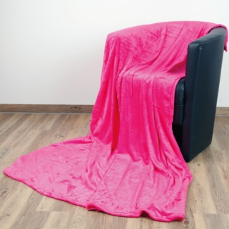 Kuscheldecke Wohndecke "Celina" - hochwertige Flauschige Decke, 180 x 220 cm - Pink