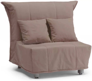 Dmora Sessel Andreou, Einzelsofa, Wohnzimmersessel mit Trolley-Öffnung aus gepolstertem Stoff, Kissen inklusive, 100 % Made in Italy, Cm 85x90h85, Taupe
