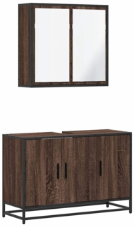 vidaXL 2-tlg. Badmöbel-Set Braun Eichen-Optik Holzwerkstoff 3300894