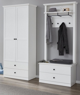 trendteam Garderoben-Set Baxter, (Garderobe in weiß matt, Landhaus modern), mit viel Stauraum