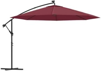 vidaXL Ampelschirm mit LED-Beleuchtung Stahl-Mast Bordeauxrot 350 cm 313782