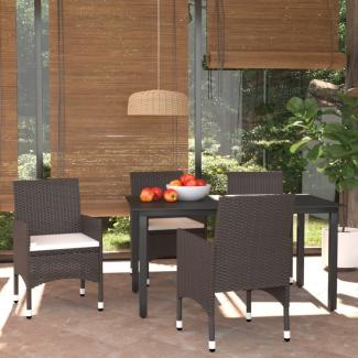 vidaXL 5-tlg. Garten-Essgruppe mit Kissen Poly Rattan Braun 3094993